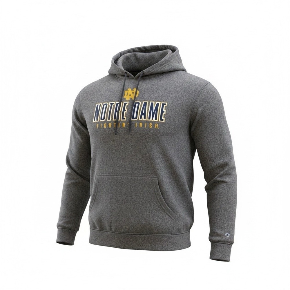 Notre Dame University Hoodie Men's Large Gray Champion Pullover Fighting Irish